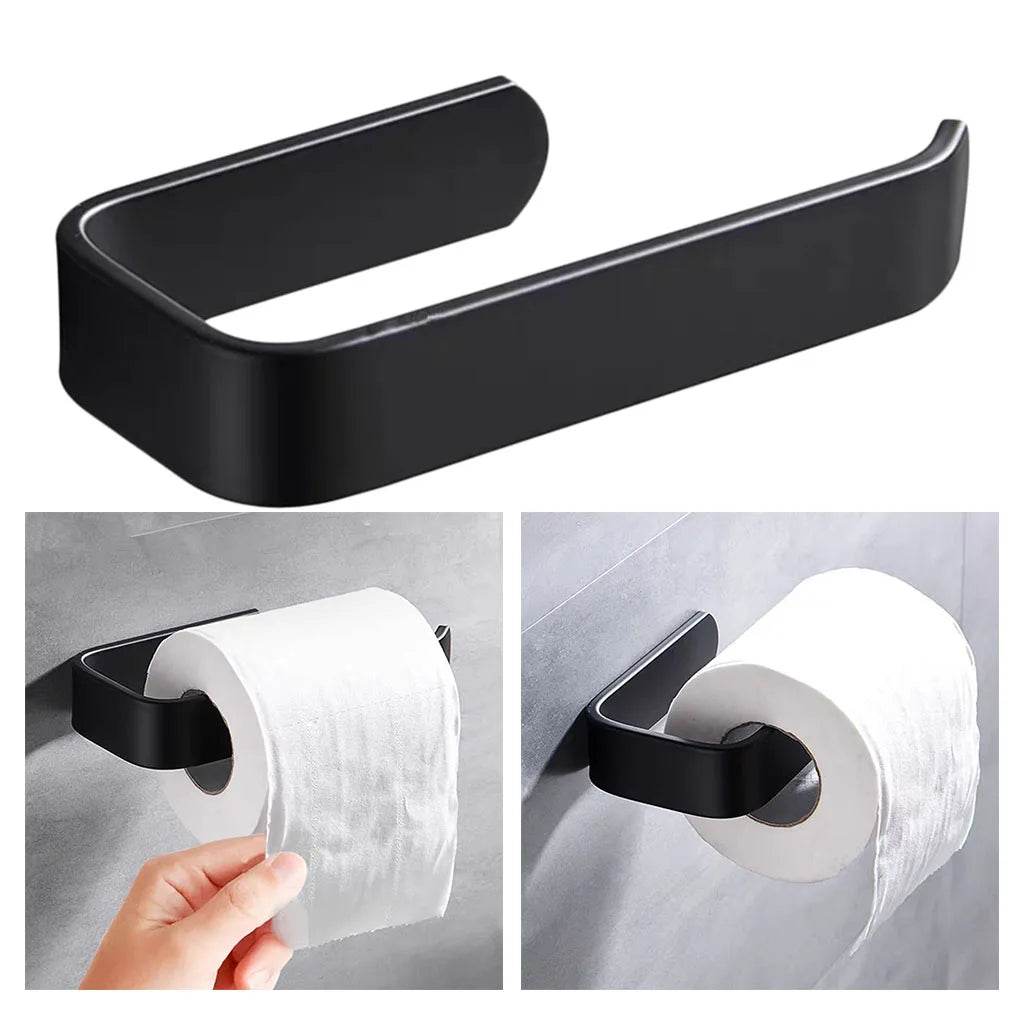 Acrylic Toilet Paper Holder Tissue Rack Wall Mounted Bathroom Kitchen Roll Holder Paper Tissue Rack Hook Modern Black Hanger - P12 Hub Europe