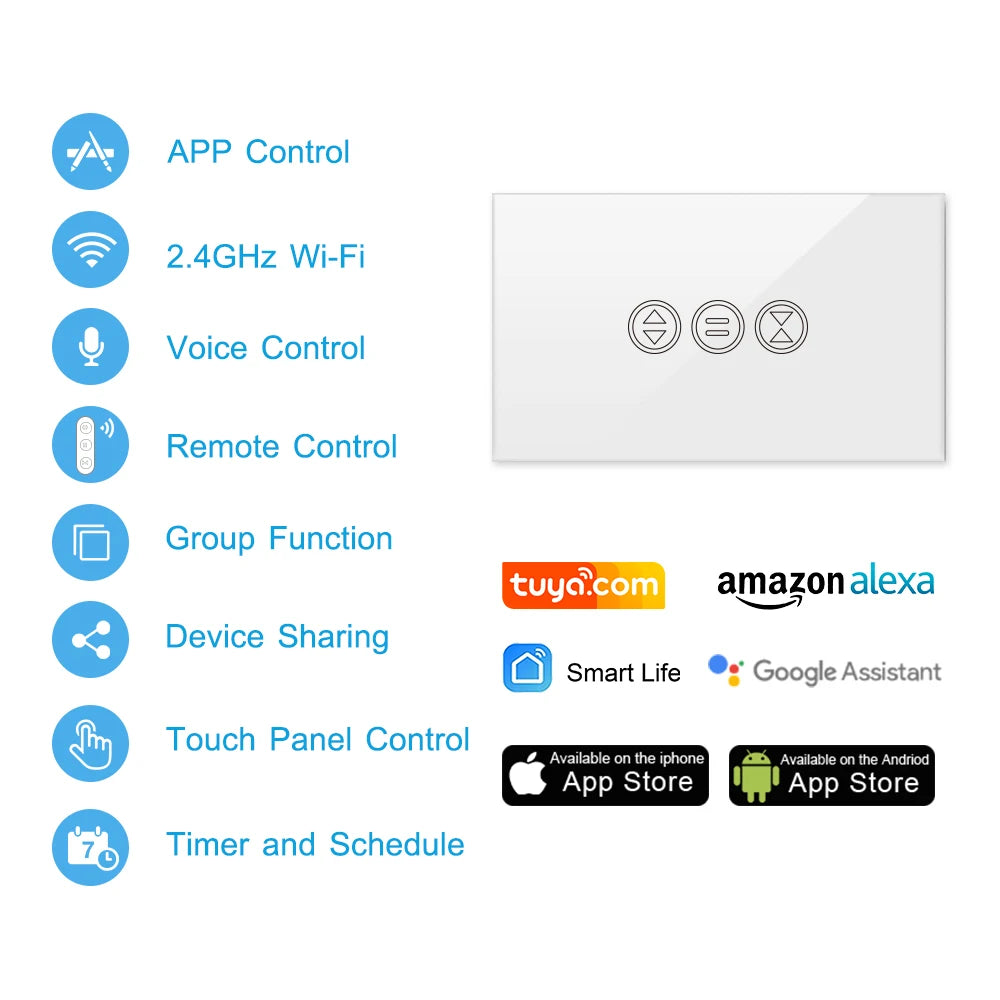 Tuya Smart Life Curtain Switch Remote Control Roller Shutter RF+WiFi App Timer Compatible with Google Home Alexa Echo DIY