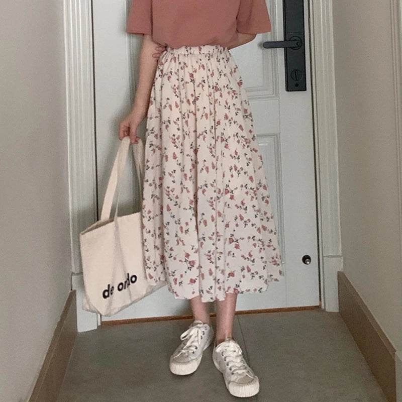 Women's Vintage Floral Midi Skirt - P12 Hub Europe