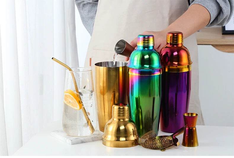 1-8PCS 750Ml Stainless Steel Bar Cocktail Shaker Set Bartender Tools Moijto Muddler Wine Bottle Stopper Cocktail Boston Barware - P12 Hub Europe