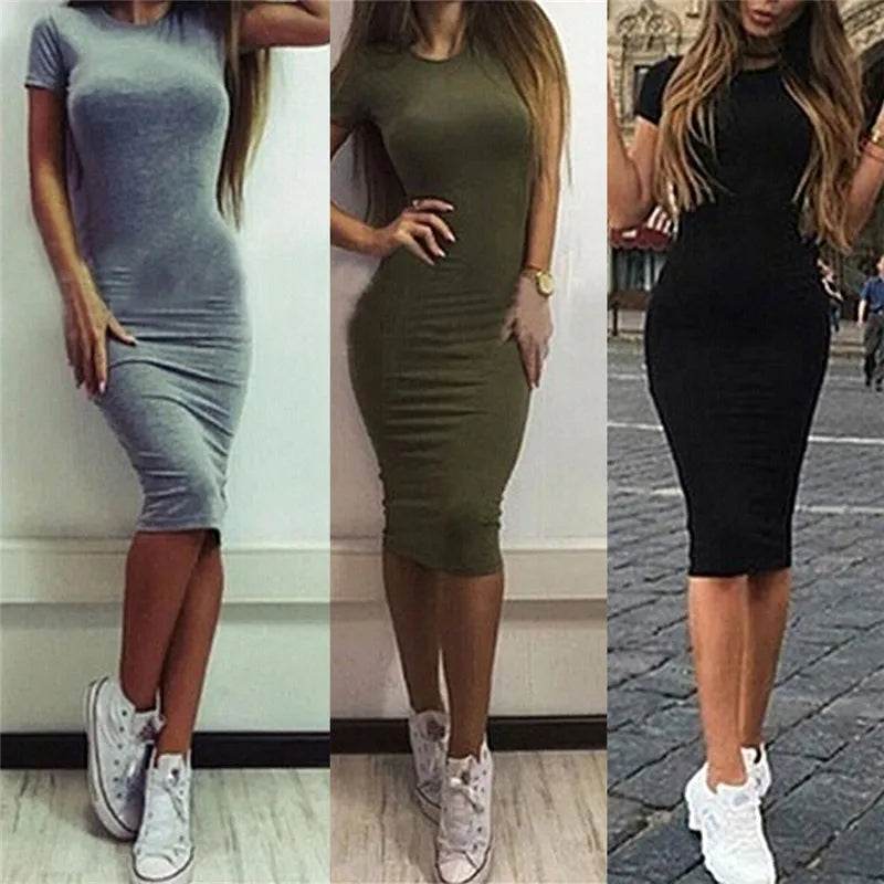 Knee-Length Skinny Dress Summer Bodycon & Beach - P12 Hub Europe