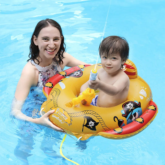 Baby Swimming Pool Float With Water Gun Accessories Swim Ring Inflatable Floating Fun Toys Swim Seat Boat For 3-6Y