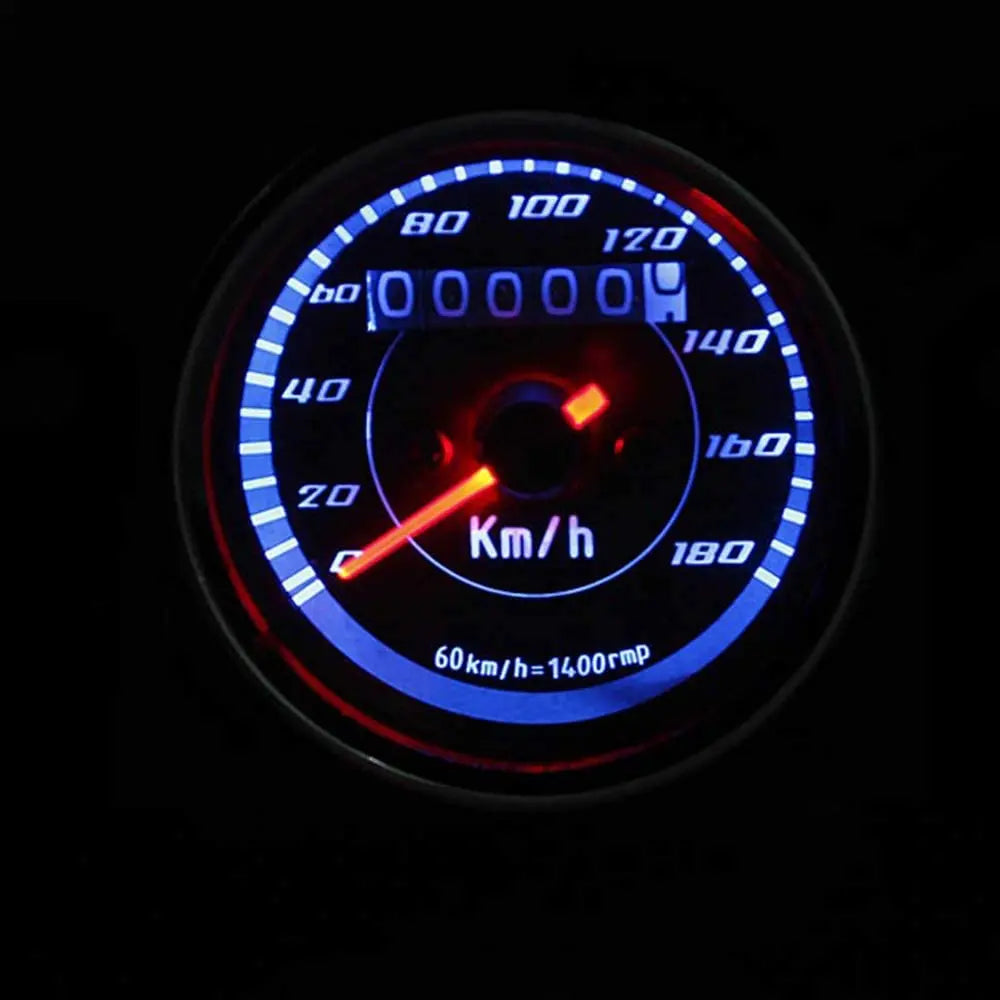 Universal Motorcycle Speedometer Double Color LED Light Odometer Speed Meter Gauge Mile For Cafe Racer Motorbike
