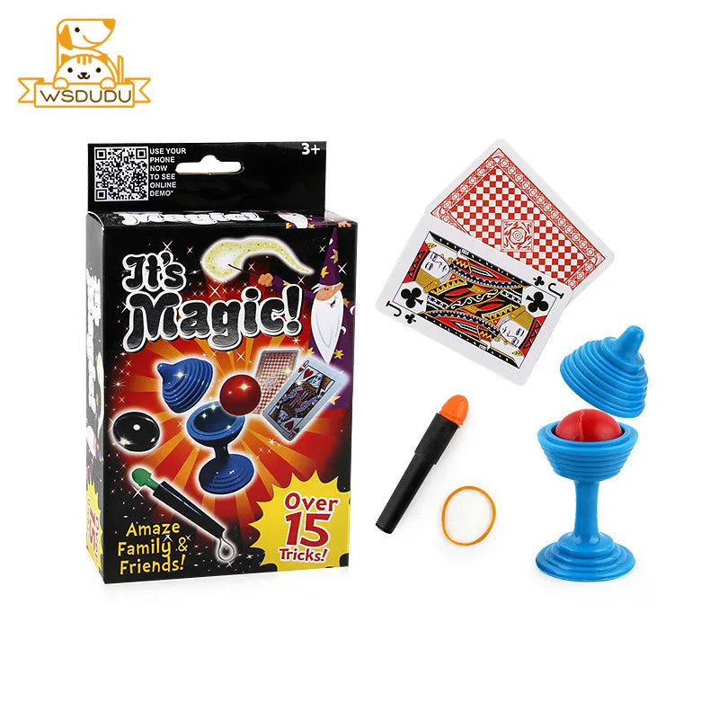 3 in 1 Magic Tricks Kit Close Up Stage Multi Props Illusion Game Interactive STEM Learning Party Toy Kids Gift Beginners Set