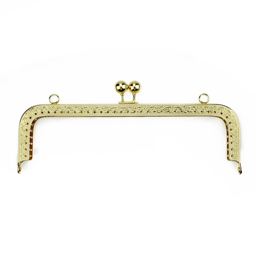5Pcs 20CM Rectangle Embossing Beads Kiss Metal Purse Frame Clasp Sewing Lock For DIY Purse Bag Fashion Women's Clutch Bags