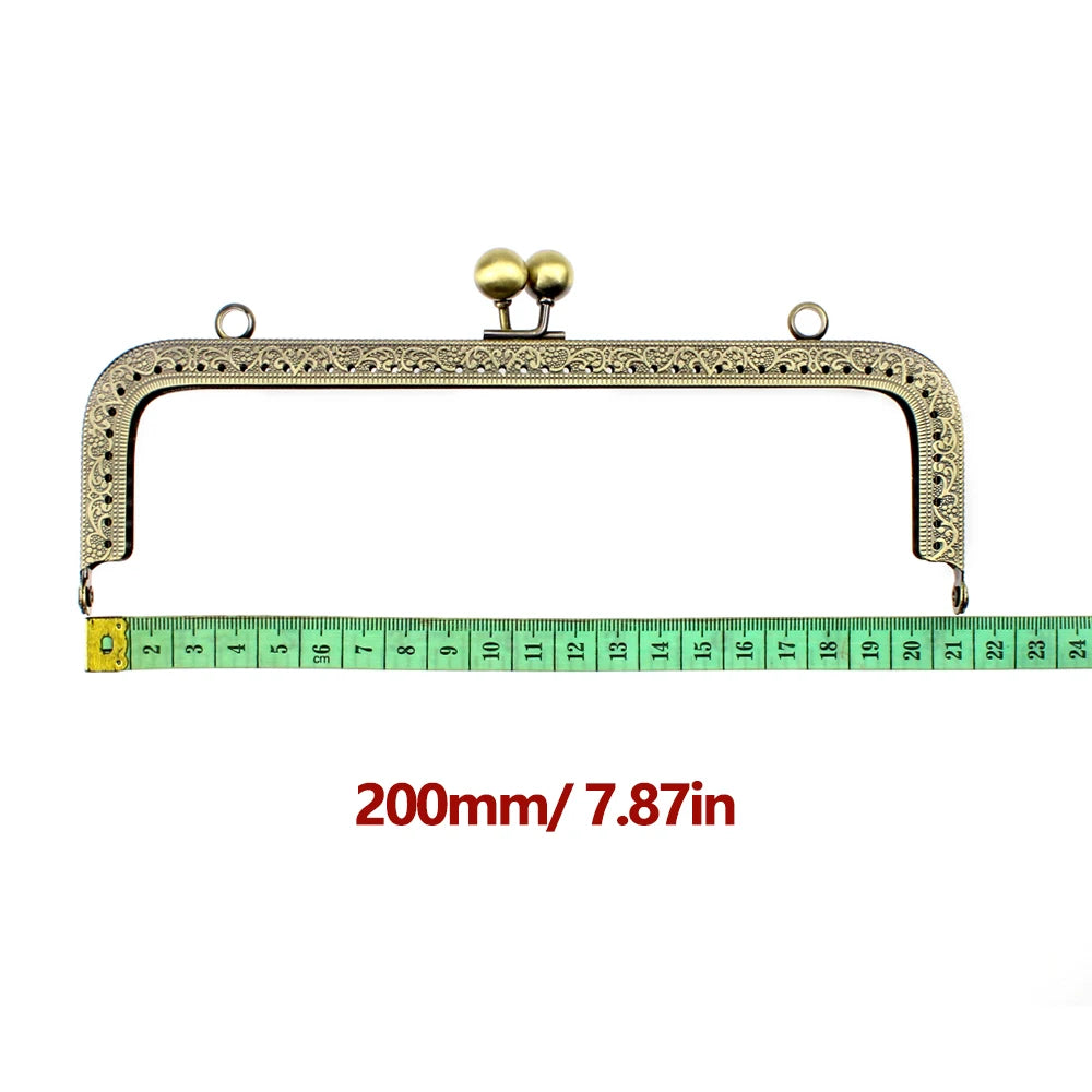 5Pcs 20CM Rectangle Embossing Beads Kiss Metal Purse Frame Clasp Sewing Lock For DIY Purse Bag Fashion Women's Clutch Bags