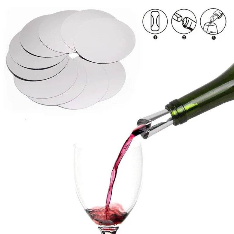 10/20pcs/ Set Silver Aluminum Foil Wine Pourer Disc Foldable Flexible Reusable Mini Drip Stop Pour Spouts Disk - P12 Hub Europe