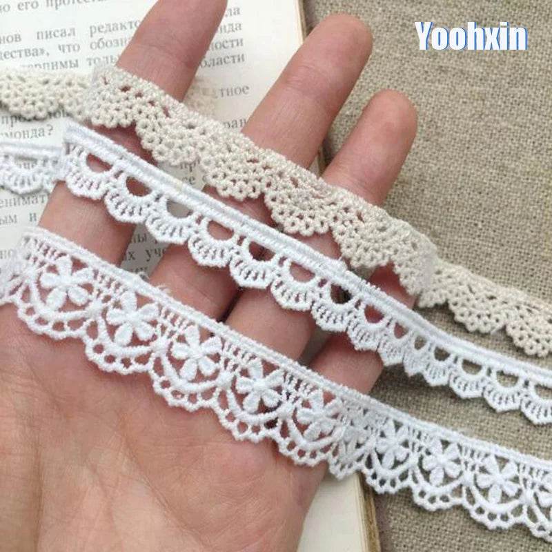 NEW Cotton Embroidered White Beige Flower Lace Fabric Dubai Wide Sewing DIY Trim Applique Ribbon Cord Collar Dress Guipure Decor - P12 Hub Europe