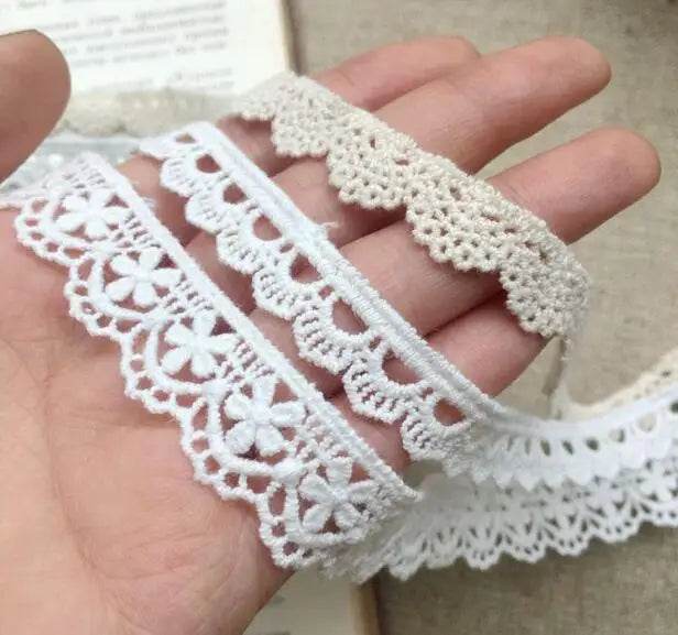 NEW Cotton Embroidered White Beige Flower Lace Fabric Dubai Wide Sewing DIY Trim Applique Ribbon Cord Collar Dress Guipure Decor - P12 Hub Europe