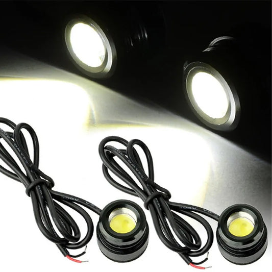 2Pcs White 12V 6000K Car Led Eagle Eye 23mm Daytime Running Lights Waterproof Fog Lamp Backup Reversing Parking Signal Styling
