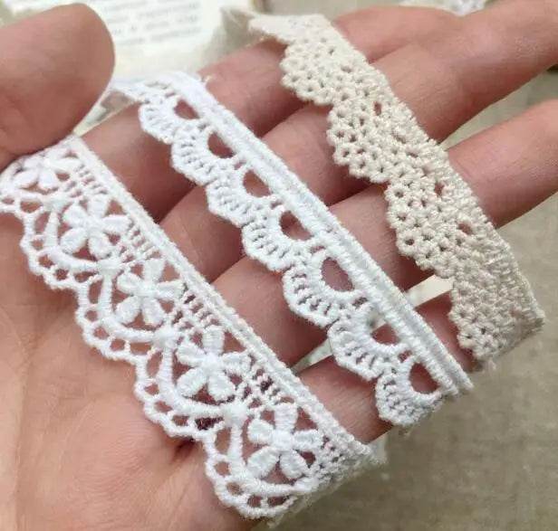NEW Cotton Embroidered White Beige Flower Lace Fabric Dubai Wide Sewing DIY Trim Applique Ribbon Cord Collar Dress Guipure Decor - P12 Hub Europe