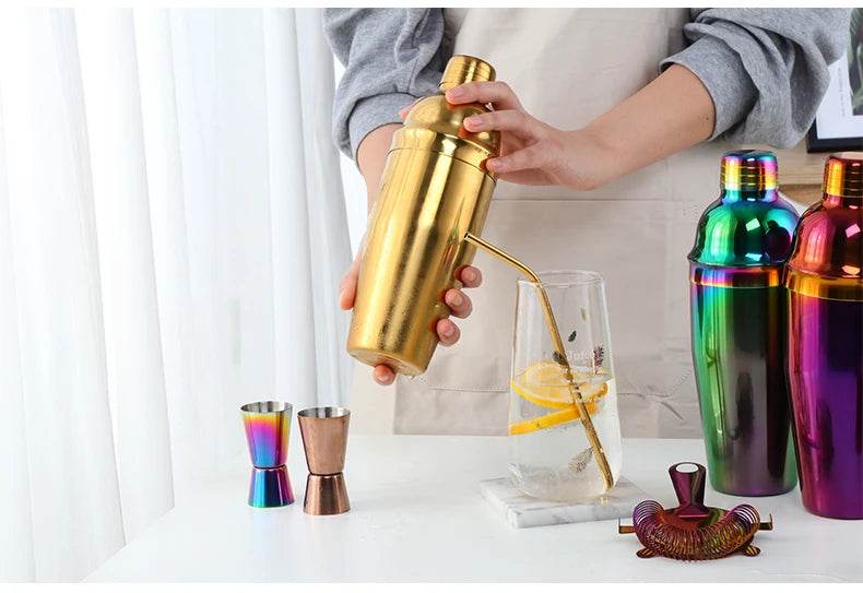 1-8PCS 750Ml Stainless Steel Bar Cocktail Shaker Set Bartender Tools Moijto Muddler Wine Bottle Stopper Cocktail Boston Barware - P12 Hub Europe