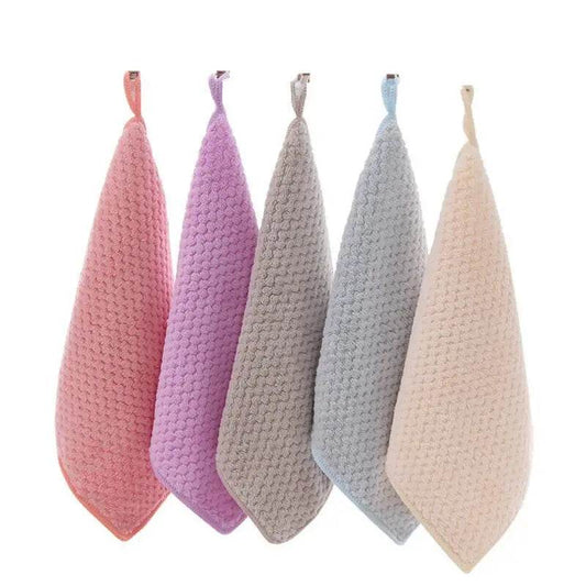 Pineapplet Coral Fleece Kitchen Towel Strong Absorption Pineapple Coral Velvet Washing Room Handkerchief Hand Towel 25x25cm - P12 Hub Europe