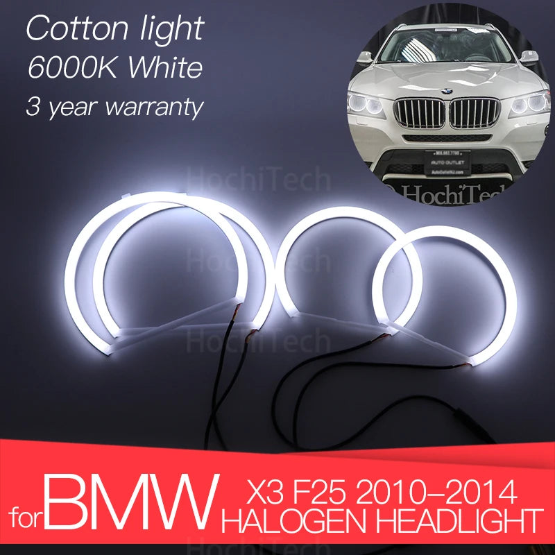 3 Years Warranty Hight Quality LED Angel Eyes Kit Cotton White Ring For BMW X3 F25 2010-2014 halogen HEADLIGHT