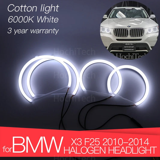 3 Years Warranty Hight Quality LED Angel Eyes Kit Cotton White Ring For BMW X3 F25 2010-2014 halogen HEADLIGHT