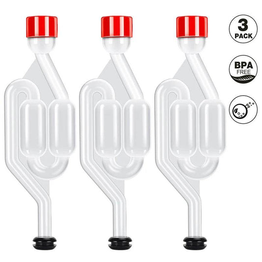 3 Pieces S-Shape Airlocks ,Homebrew Bubble Airlock Carboys Stopper & Fermenter Seal Valve with Food Grade Grommets Wine Making - P12 Hub Europe