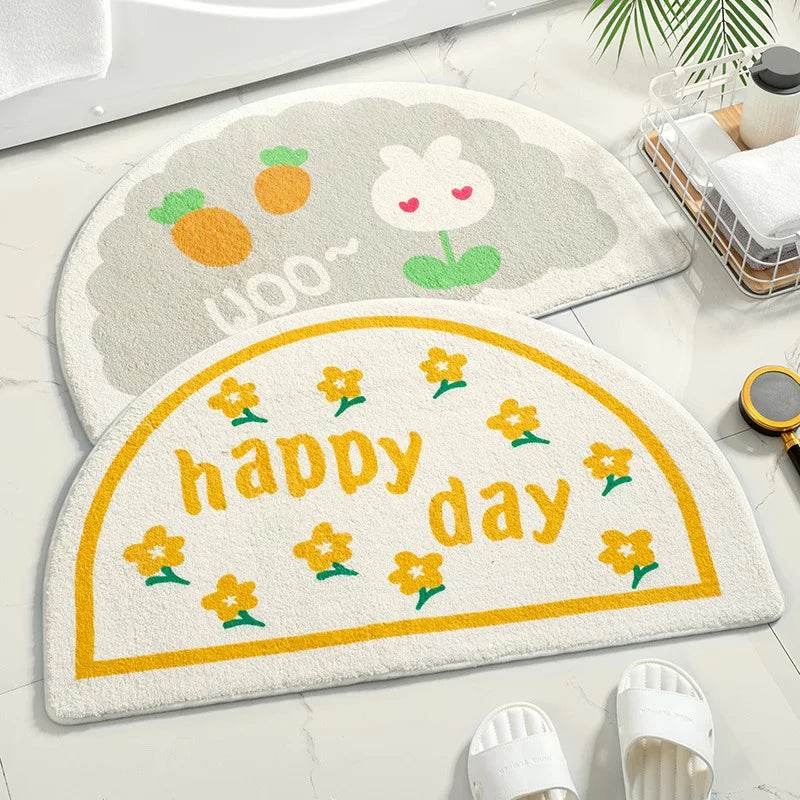 Soft Floor Mats Small Fresh Text Flowers Rugs Home Entrance Carpet Bedroom Toilet Bathroom Door Absorbent Non-Slip Foot Pad - P12 Hub Europe