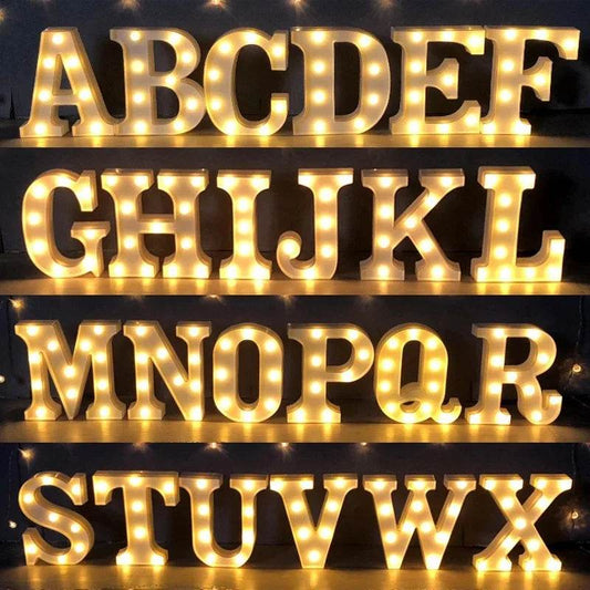 Alphabet Letter LED Lights Luminous Number Lamp Battery Warm Night Light for home Wedding Birthday Christmas party Decoration - P12 Hub Europe