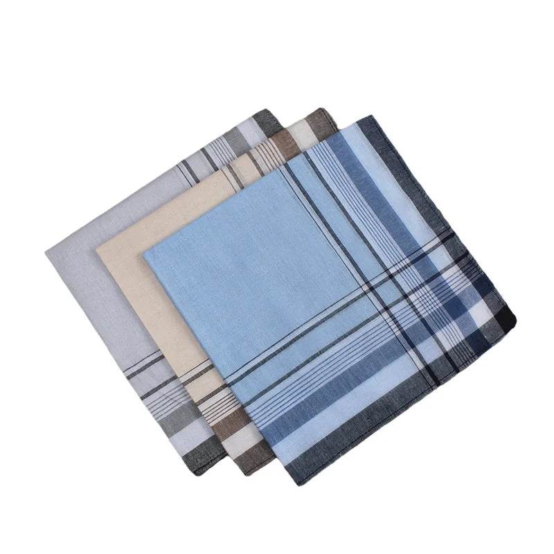 10Pcs Square Plaid Stripe Pocket for Wedding Party Restaurant Women's Handkerchief Hand Towel Cotton Handkerchiefs for Men - P12 Hub Europe