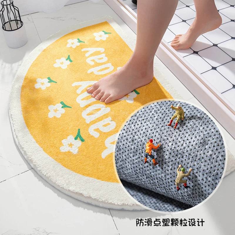 Soft Floor Mats Small Fresh Text Flowers Rugs Home Entrance Carpet Bedroom Toilet Bathroom Door Absorbent Non-Slip Foot Pad - P12 Hub Europe