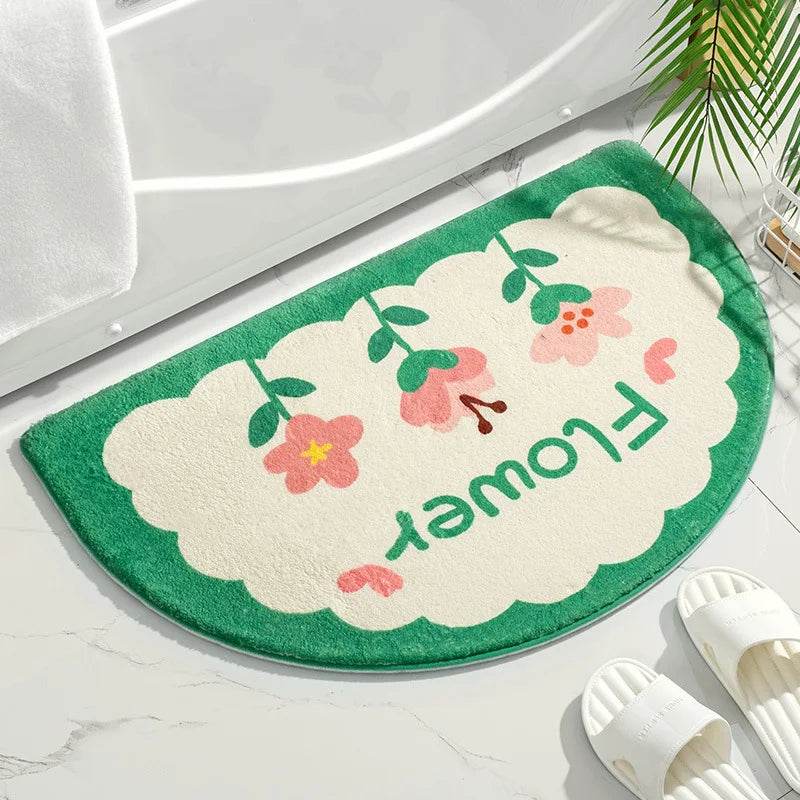 Soft Floor Mats Small Fresh Text Flowers Rugs Home Entrance Carpet Bedroom Toilet Bathroom Door Absorbent Non-Slip Foot Pad - P12 Hub Europe