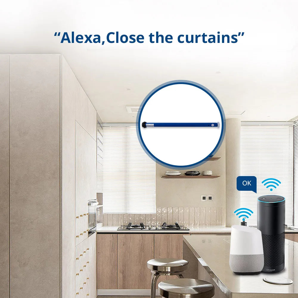 Zemismart WiFi 2N Electric Blinds Motor for 38mm Tube Smart Tubular Shutters Works with Tuya App Alexa Google Home Voice Control