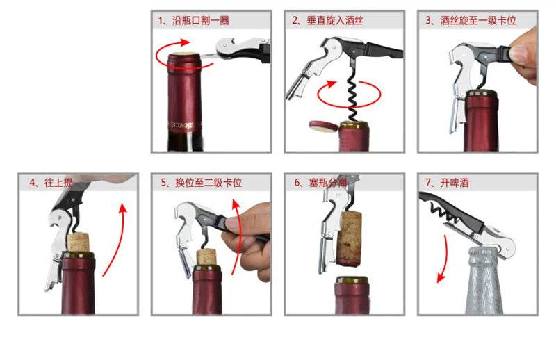 Double Fulcrum Hippocampus Wine Corkscrew Multi-Purpose Stainless Steel Beer Corkscrew Wine Gift - P12 Hub Europe
