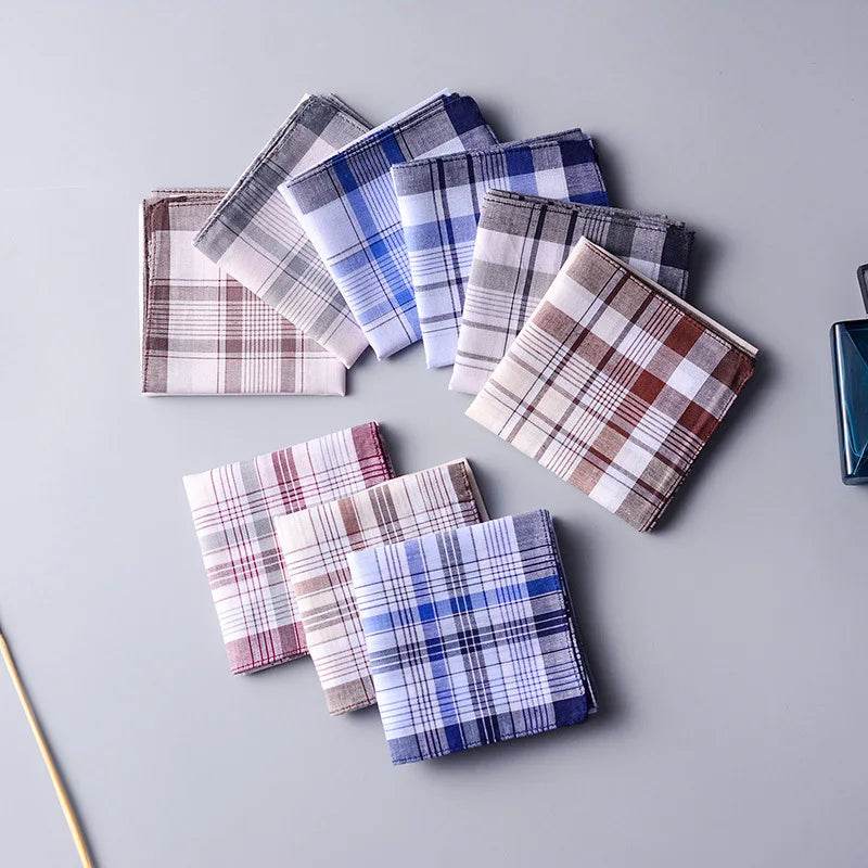 10Pcs Square Plaid Stripe Pocket for Wedding Party Restaurant Women's Handkerchief Hand Towel Cotton Handkerchiefs for Men - P12 Hub Europe