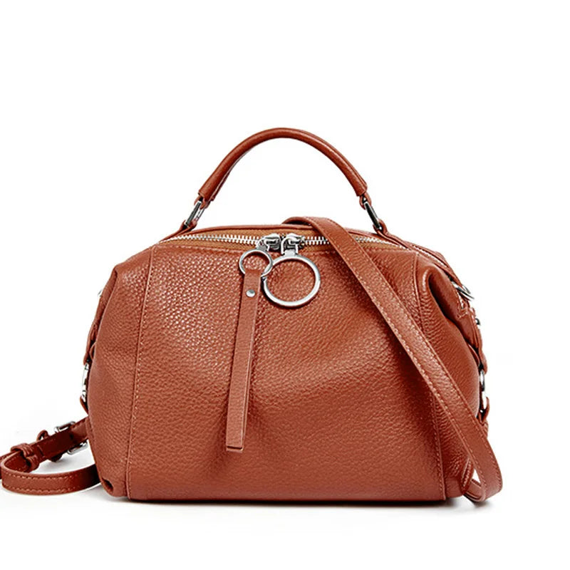 Zency Women's Handbag Genuine Leather Cowhide Cross Body Bags Ladies Shoulder Top Handle Satchel Trendy 2025 Boston Bags Shopper
