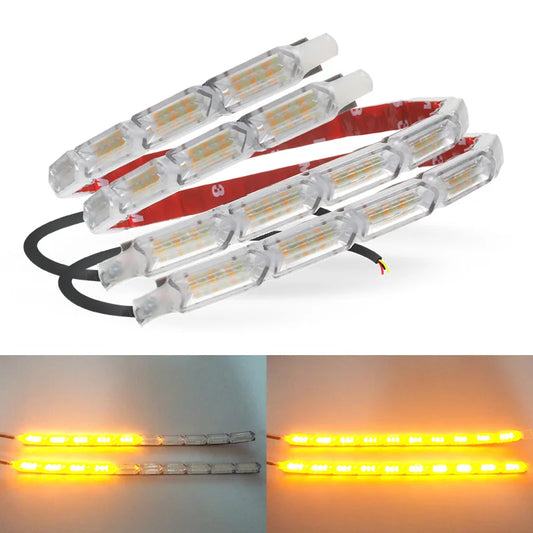 2Pcs Flowing DRL LED Daytime Running Light Sequential 12V Flexible LED Strip DRL Turn Signal Lamp for Car Driving Light