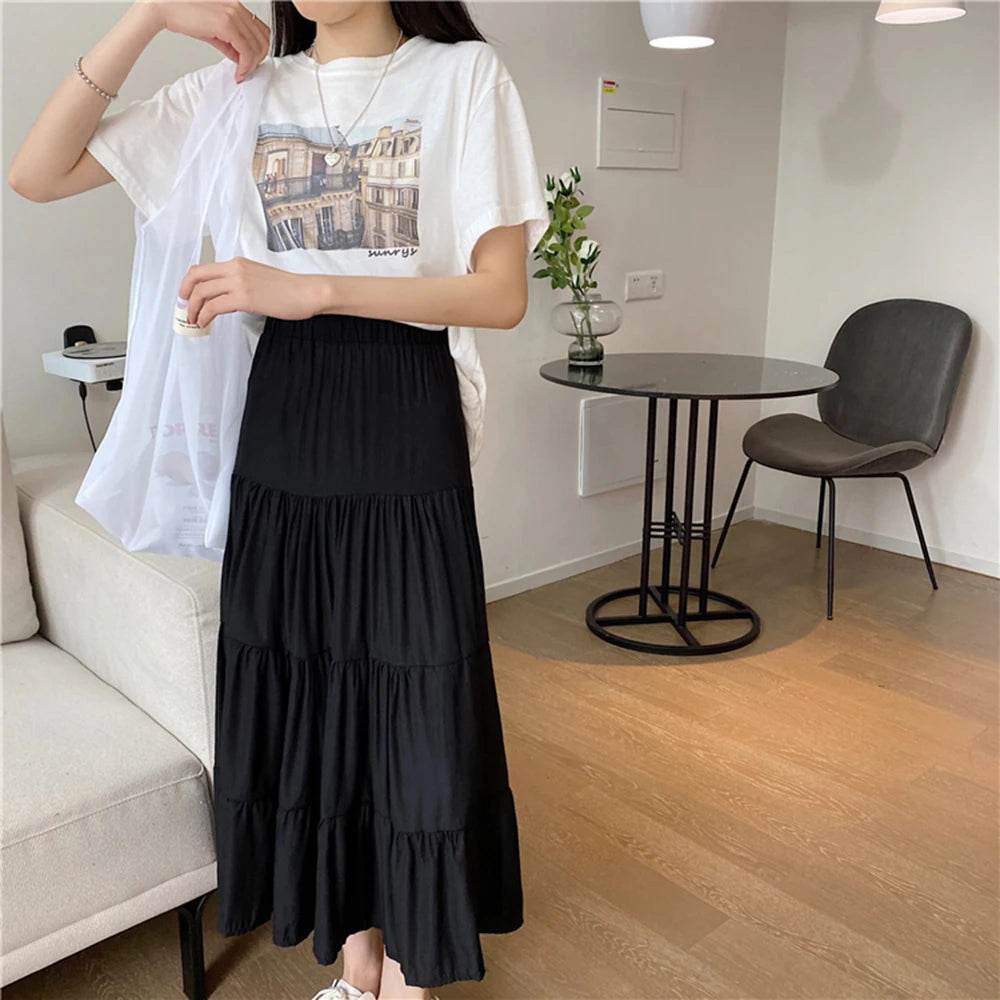 Women's Patchwork Chiffon Long Skirt - P12 Hub Europe
