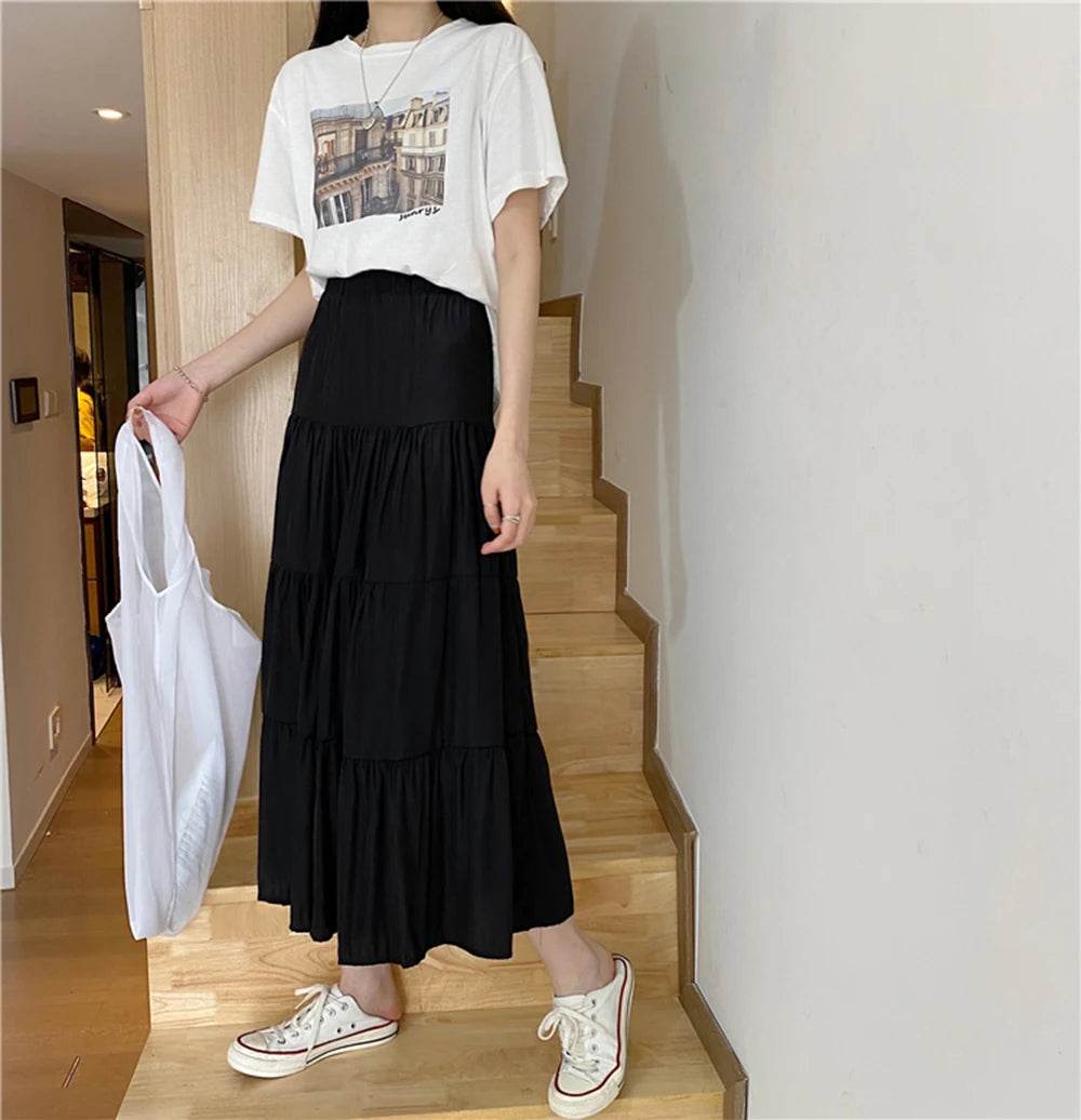 Women's Patchwork Chiffon Long Skirt - P12 Hub Europe