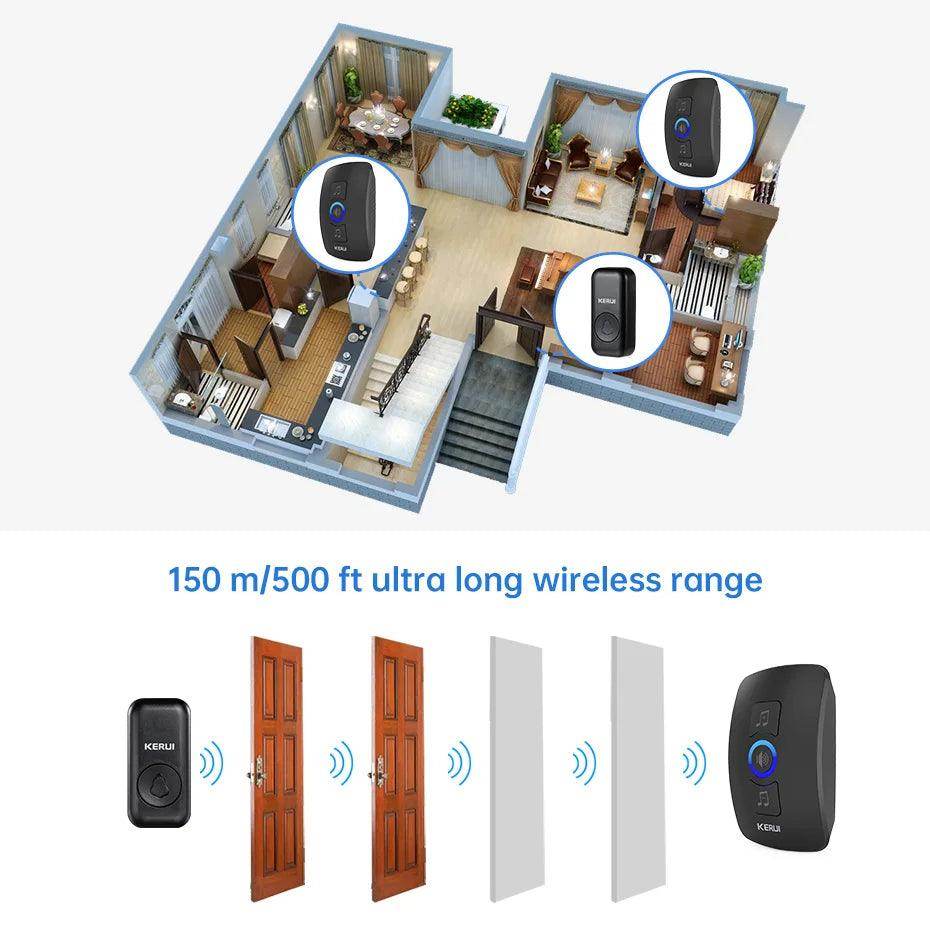 Doorbell Wireless | 60 Tunes, 500ft, IP55/IP66, LED Flash - P12 Hub Europe