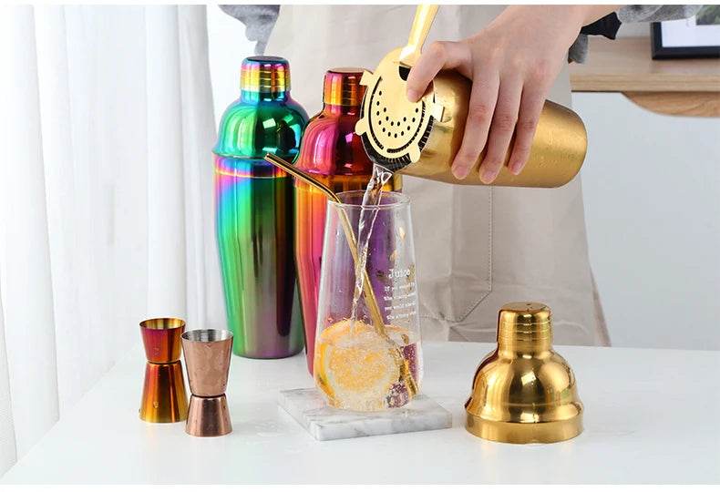 1-8PCS 750Ml Stainless Steel Bar Cocktail Shaker Set Bartender Tools Moijto Muddler Wine Bottle Stopper Cocktail Boston Barware - P12 Hub Europe