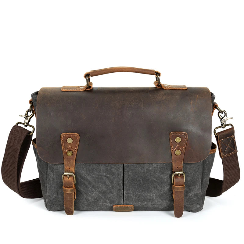 waterproof padded waxed canvas bags personalized stylish case satchel vintage messenger bag for men
