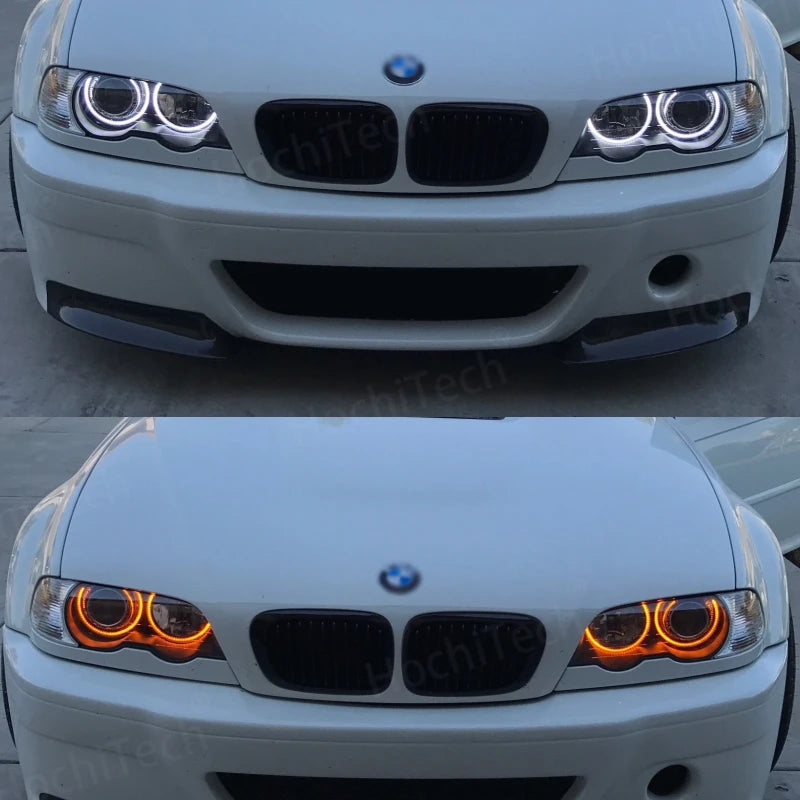 For BMW 3 Series E46 Sedan Touring Wagon Coupe Compact 1998-2005 WHITE LED Headlight Angel Demon Eyes Kit Angel Eyes Light
