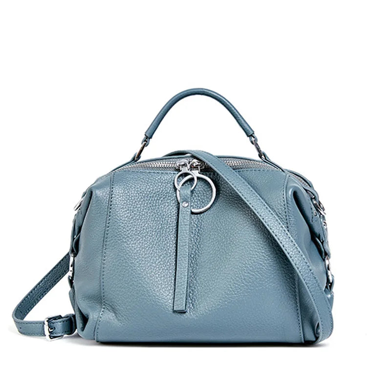 Zency Women's Handbag Genuine Leather Cowhide Cross Body Bags Ladies Shoulder Top Handle Satchel Trendy 2025 Boston Bags Shopper