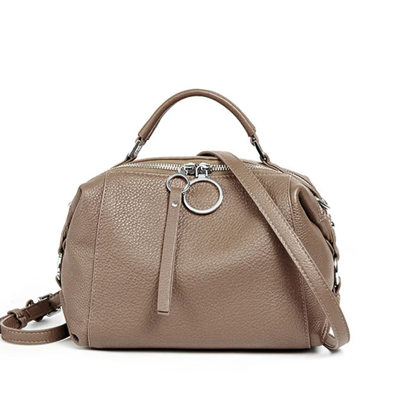 Zency Women's Handbag Genuine Leather Cowhide Cross Body Bags Ladies Shoulder Top Handle Satchel Trendy 2025 Boston Bags Shopper