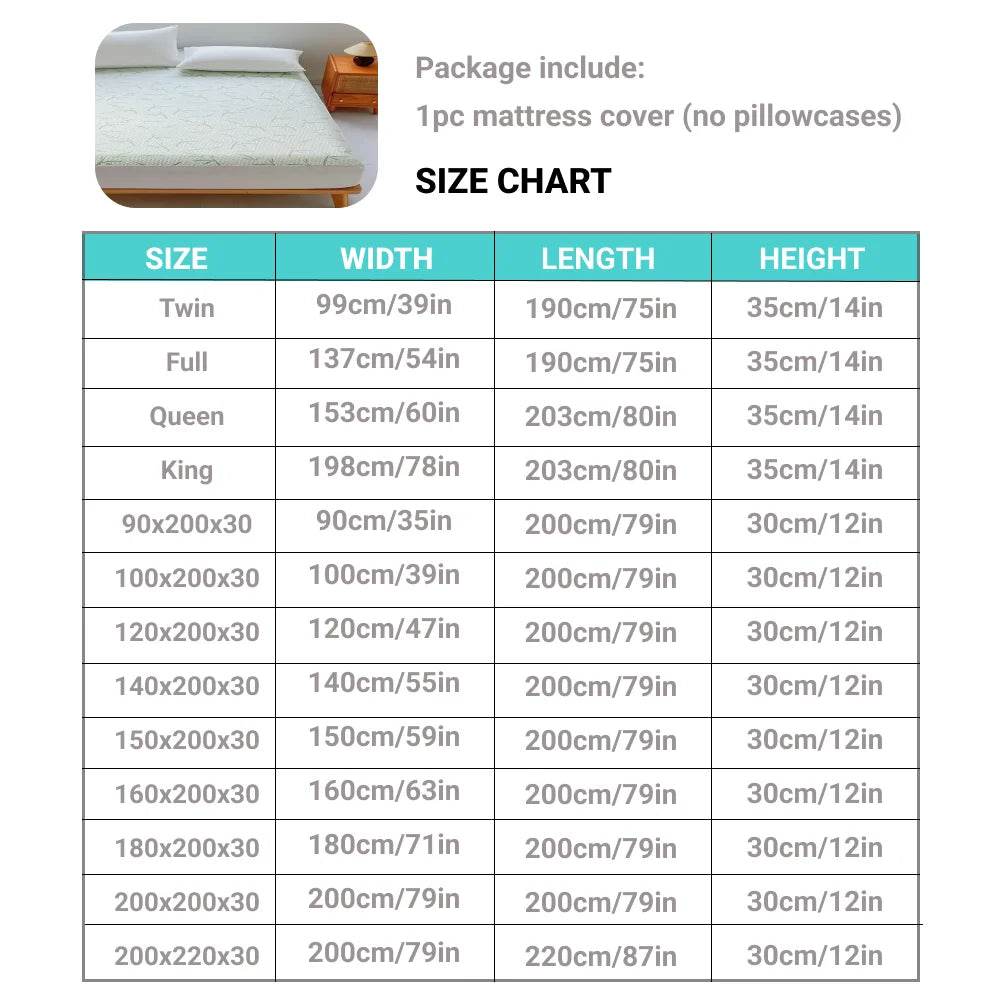 1pc Waterproof Bamboo Mattress Cover (Without Pillowcase), Cooling & Breathable Fitted Bed Sheet With 6-14inches Deep Pocket - P12 Hub Europe