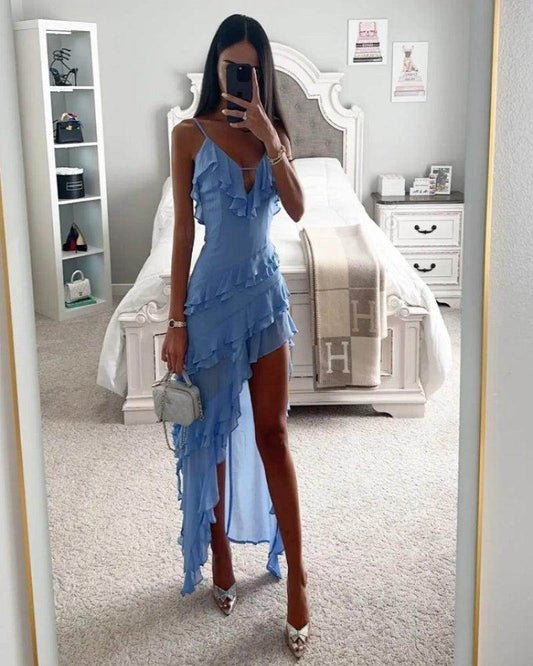 Irregular Tassel Split Maxi Dress Skinny Sexy Party - P12 Hub Europe