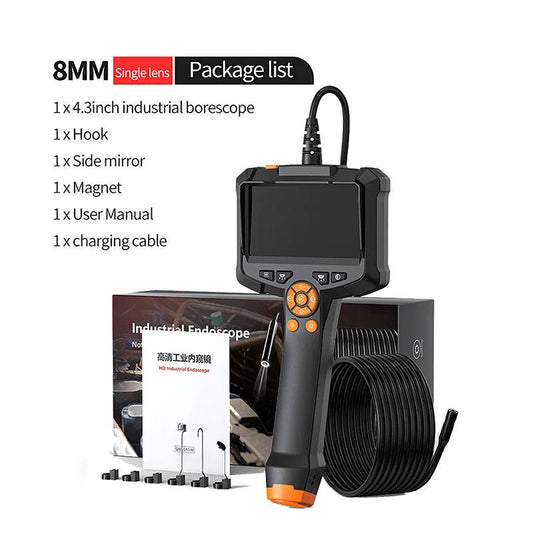 Endoscope Industrial 1080P | 4.3" IPS, 8mm, 8 LED, IP67, 1-10M, Car/Pipe - P12 Hub Europe