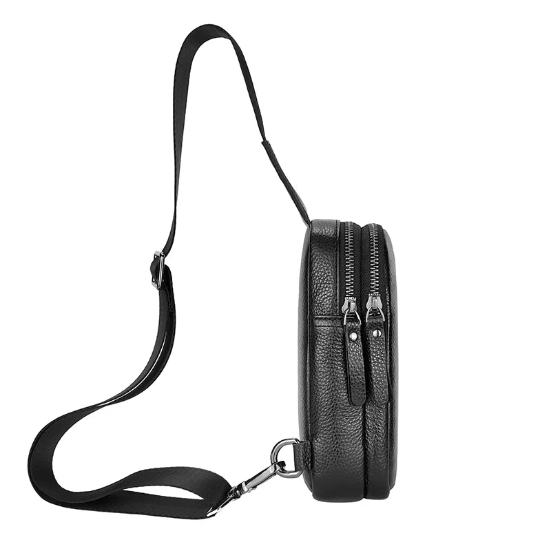 Mens Leather Small Crossbody Bag Shoulder Sling Bag Women Daypacks Chest Bag for Fishing Travel Hiking Backpacks Outdoor Sports