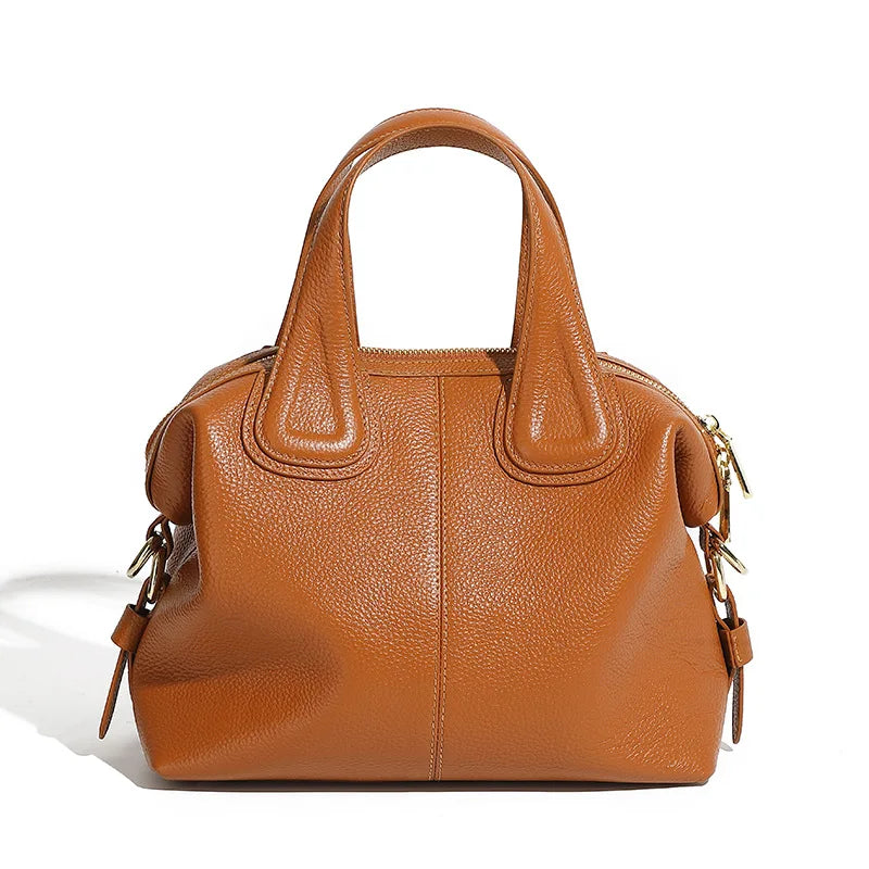 Zency 2 Straps Genuine Leather Top-handle Bag For Women Vintage Boston Bag Shoulder Handbag Crossbody Large Capacity Bolsas 2025