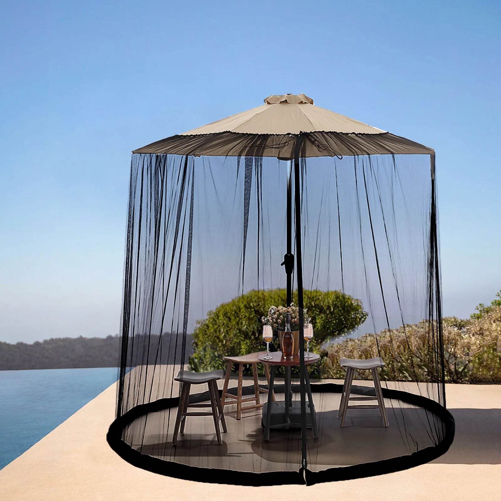 Parasols Net Adjustable Mosquito Net Cover Screen for Garden Umbrella Parasol Patio Table Bug Netting Cover with 2 Zipper Doors - P12 Hub Europe