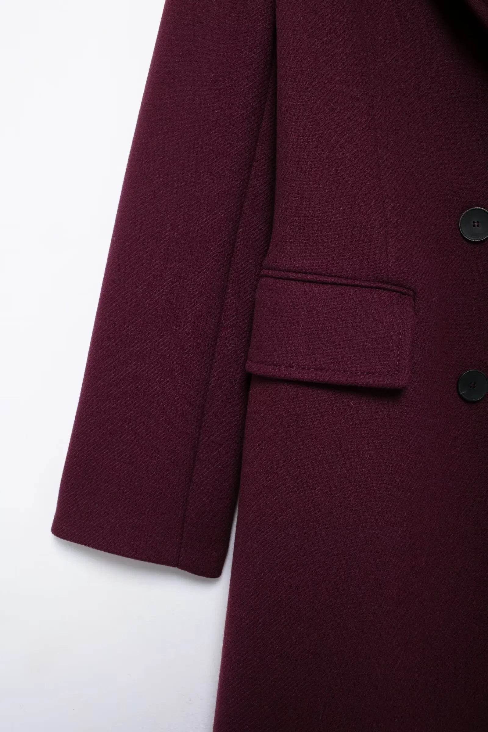 Burgundy Wool Blend Coat - P12 Hub Europe