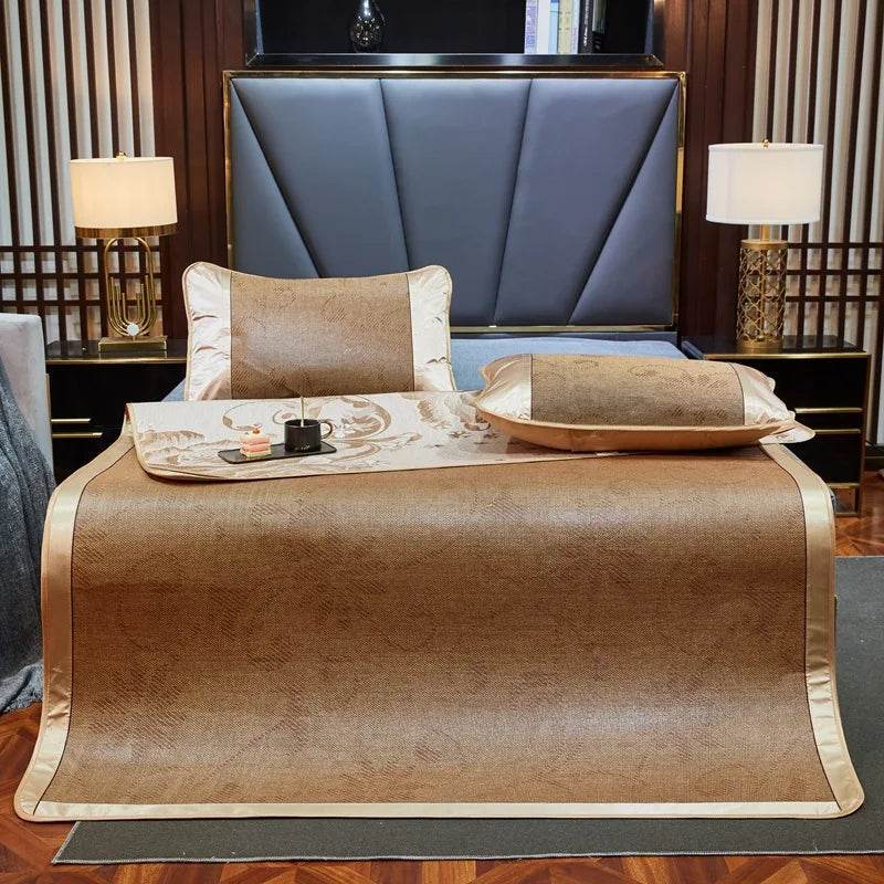 JFLEGAL Summer Natural Rattan Mat 2024 New Ice Silk Jacquard Soft Physical Cooling Wormwood Mat Bedding Dormitory Mattress Cover - P12 Hub Europe
