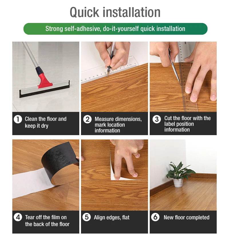 3D Self-Adhesive thick Wood Grain Floor sticker Wallpaper Modern Wall Sticker Waterproof Living Room Toilet Kitchen Home Decor - P12 Hub Europe