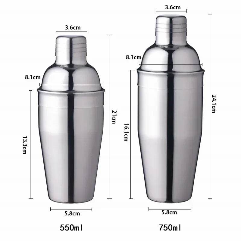 1Pcs 250/350/550/750ml Stainless Steel Cocktail Shaker Cocktail Mixer Wine Martini Drinking Boston Style Shaker Party Bar Tools - P12 Hub Europe