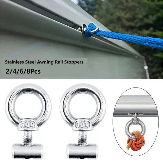2/4/6/8Pcs Awning Rail Stoppers Stops Stainless Steel Motorhome Campervan Caravan Silver Awning Stoppers X 12mm X 6mm