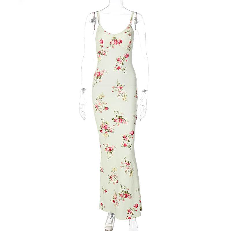 Dulzura Y2K Floral Backless Maxi Dress - P12 Hub Europe